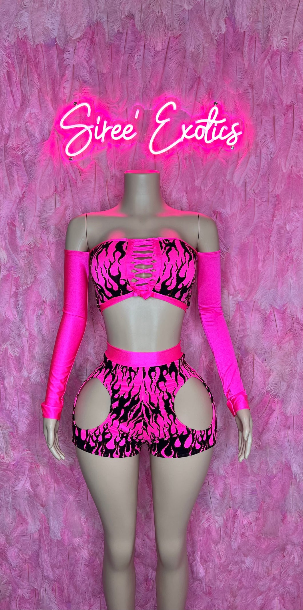 Pink Flame Shorts Set