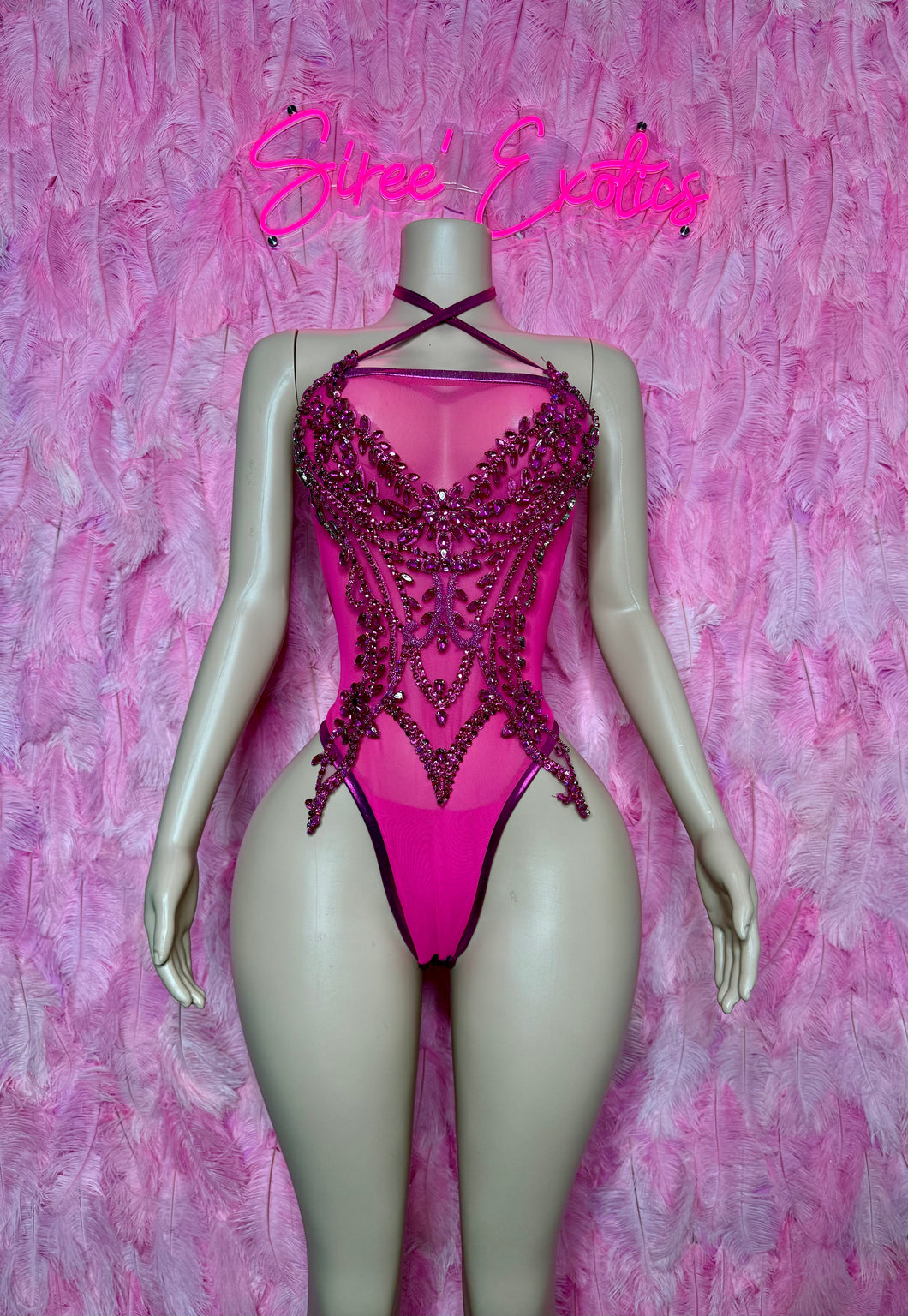 Pink Glitz Halter One Piece